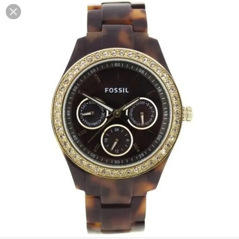 FOSSIL Stella Multifunction 4 Dial Tortoise Shell Resin Watch ES2785‎
